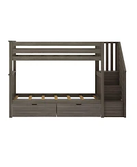 Max and Lily Twin over Staircase Bunk Bed with Storage Drawers