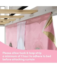 Max & Lily Low Twin over Bunk With Stairs, Easy Slide and Gold Princess Curtain