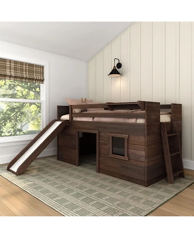 Max and Lily Farmhouse Twin Low Loft with Slide