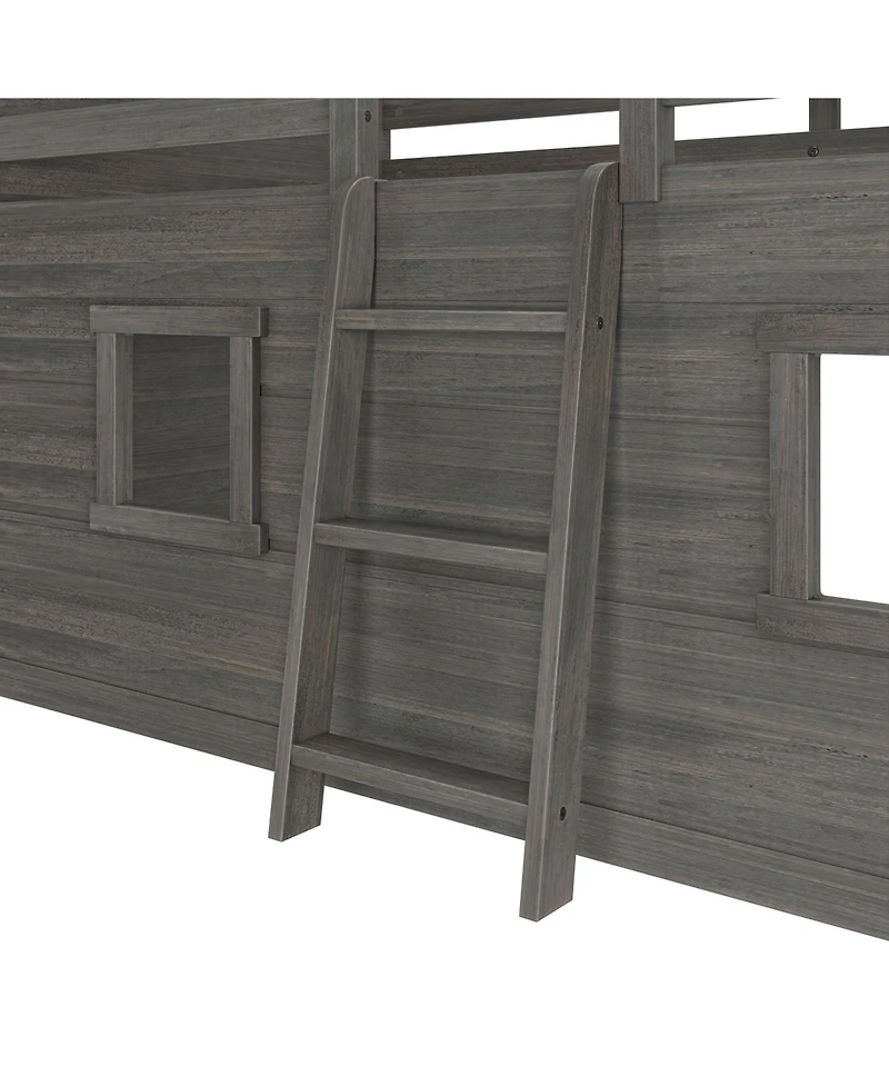 Max and Lily Farmhouse Twin Low Loft with 2 Windows