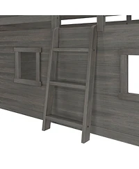Max and Lily Farmhouse Twin Low Loft with 2 Windows