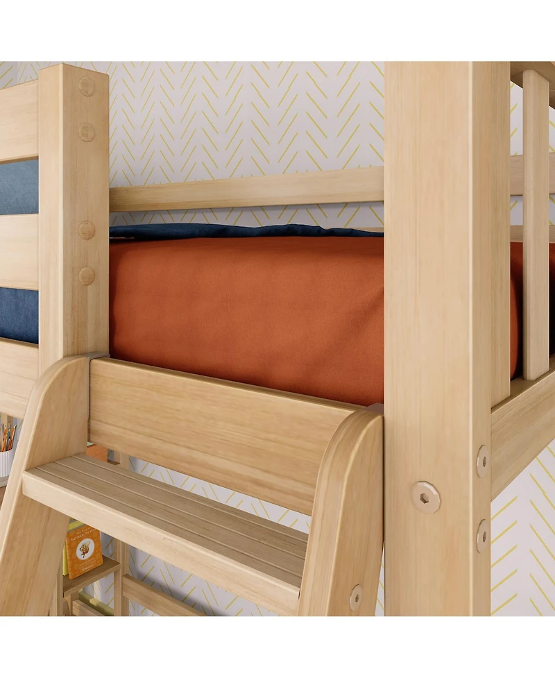 Max and Lily Scandinavian High Loft w/ Side Desk Shelves