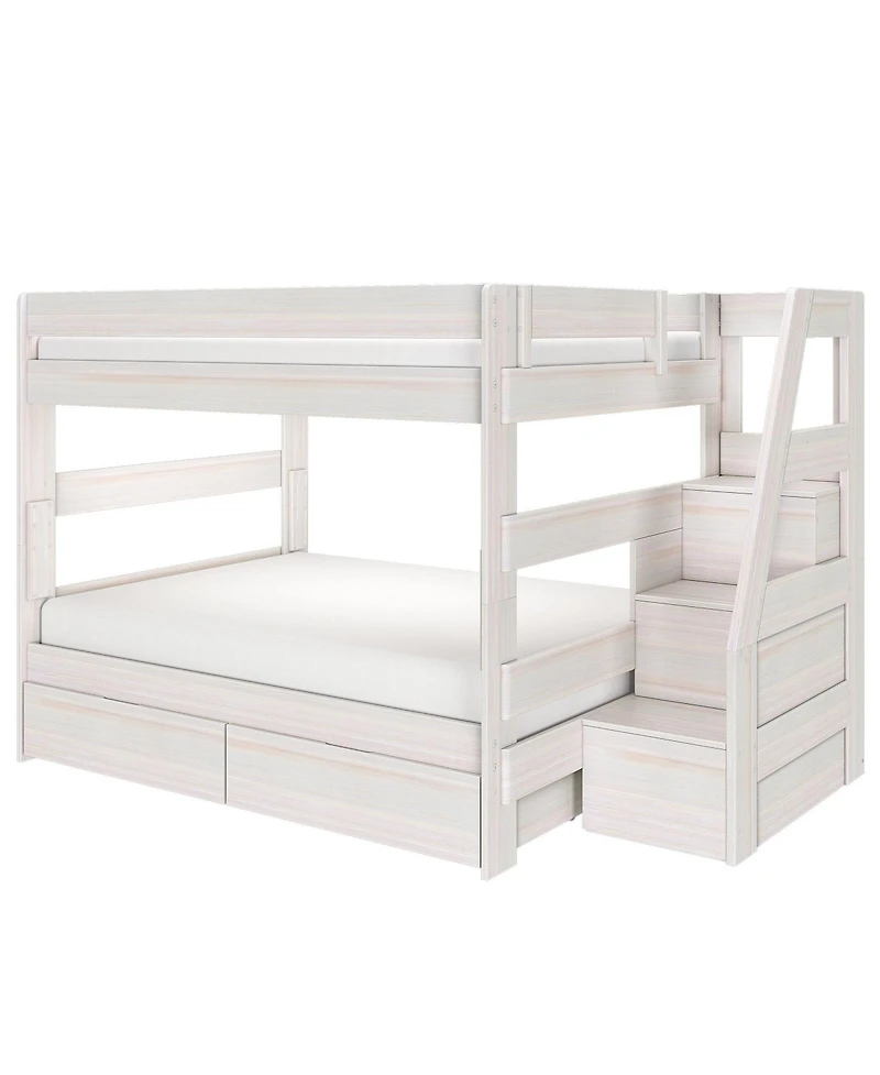 Max and Lily Modern Farmhouse Queen Over Bunk Bed With Staircase Storage Drawers