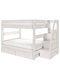 Max and Lily Modern Farmhouse Queen Over Bunk Bed With Staircase Storage Drawers