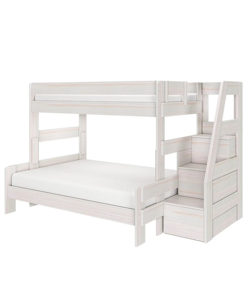 Max & Lily Modern Farmhouse Twin Over Full Bunk Bed With Staircase