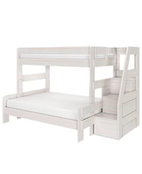 Max & Lily Modern Farmhouse Twin Over Full Bunk Bed With Staircase