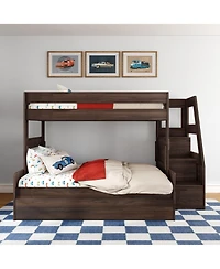 Max and Lily Modern Farmhouse Twin Over Full Bunk Bed With Staircase