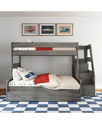 Max and Lily Modern Farmhouse Twin Over Full Bunk Bed With Staircase