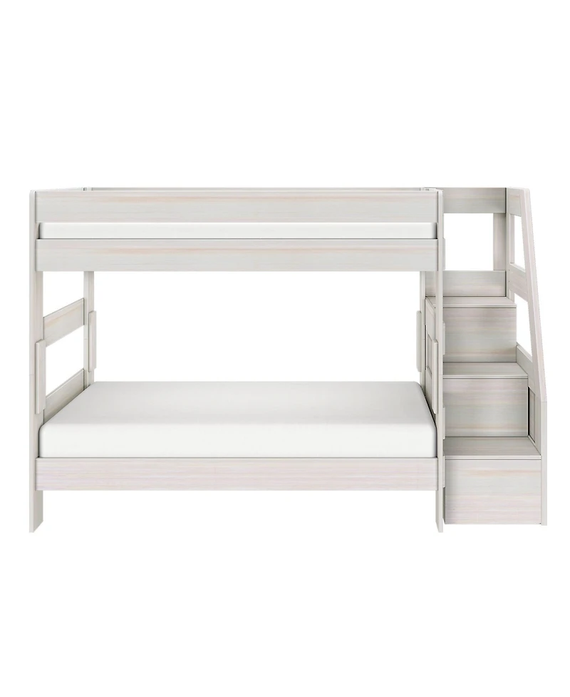 Max and Lily Modern Farmhouse Twin Over Bunk Bed With Staircase