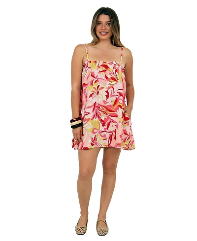 24seven Comfort Apparel Women's Floral Print Mini Dress