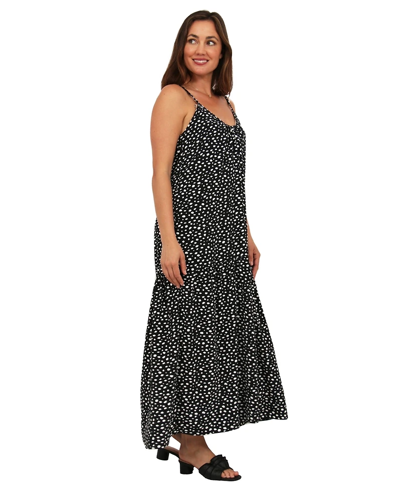 24seven Comfort Apparel Women's Dot Print Maxi Dress