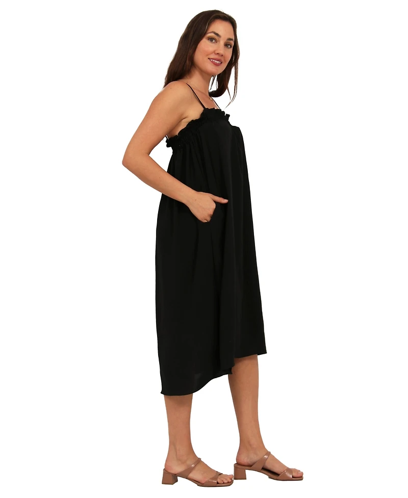 24seven Comfort Apparel Women's Spaghetti Strap A Line Dress