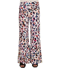 24seven Comfort Apparel Women's Cheetah Print Wide-Leg Pants