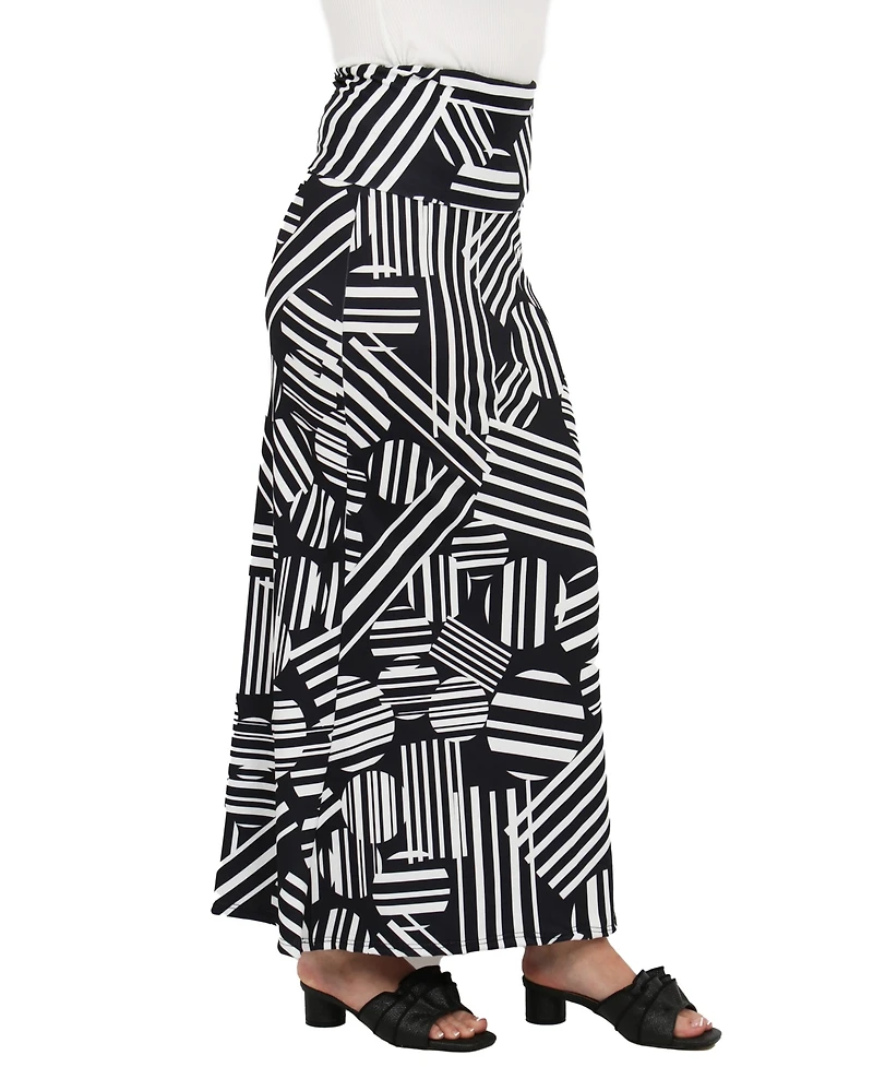 24seven Comfort Apparel Women's Abstract Print Maxi Skirt