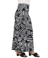 24seven Comfort Apparel Women's Abstract Print Maxi Skirt