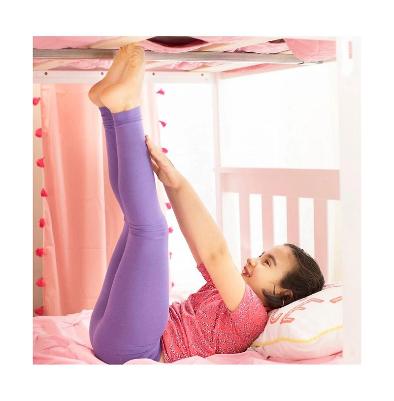 Max and Lily Twin over Bunk Bed for Kids, Solid Wood Beds with Ladder, Pecan