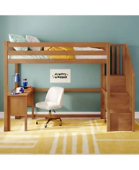 Max and Lily Classic Twin High Loft (ladder on end), Desk, Staircase