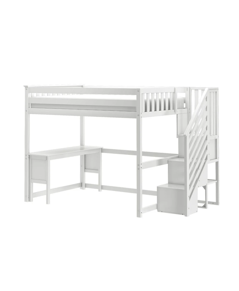 Max & Lily Classic Full High Loft, Desk, Staircase