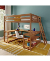 Max and Lily Classic Full High Loft with Wraparound Desk