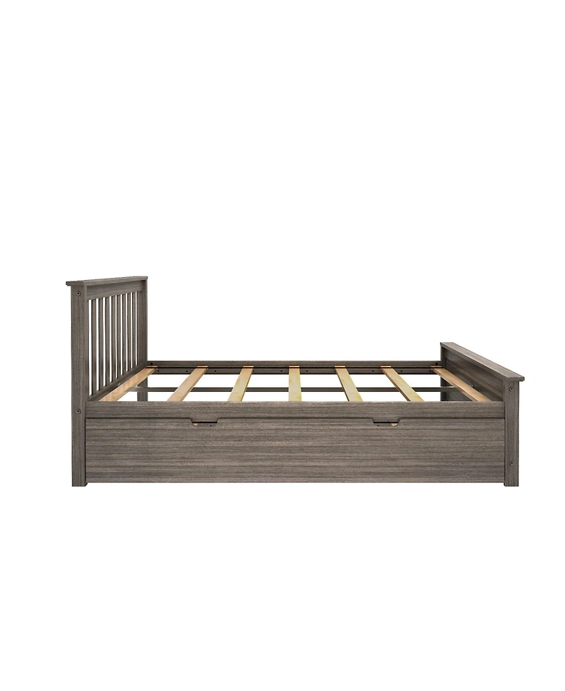 Max and Lily Full Bed Frame with Trundle, Solid Wood Platform Storage