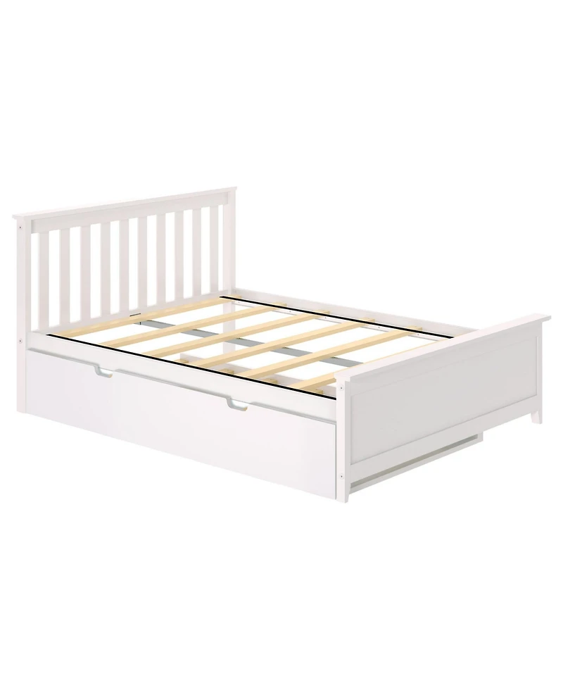 Max and Lily Full Bed Frame with Trundle, Solid Wood Platform Storage