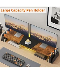 Gnuadz Dual Monitor Stand Riser Drawer 3 Shelf Adjustable Desktop Organizer