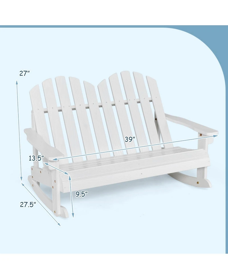 Gouun 2-Person Kids Adirondack Rocking Chair with Slatted Seat