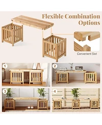 Gouun 68-inch Fir Wood Patio Bench with Dual Planter Boxes