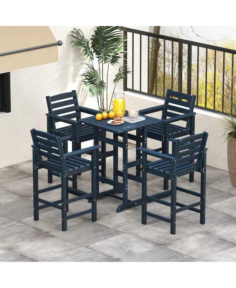 Gouun Hdpe Adirondack Bar Chairs Set of 2 with Wide Armrests