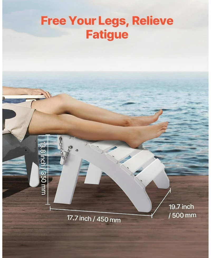 Gouun Foldable Hdpe Adirondack Ottoman for Outdoor Patio Seating