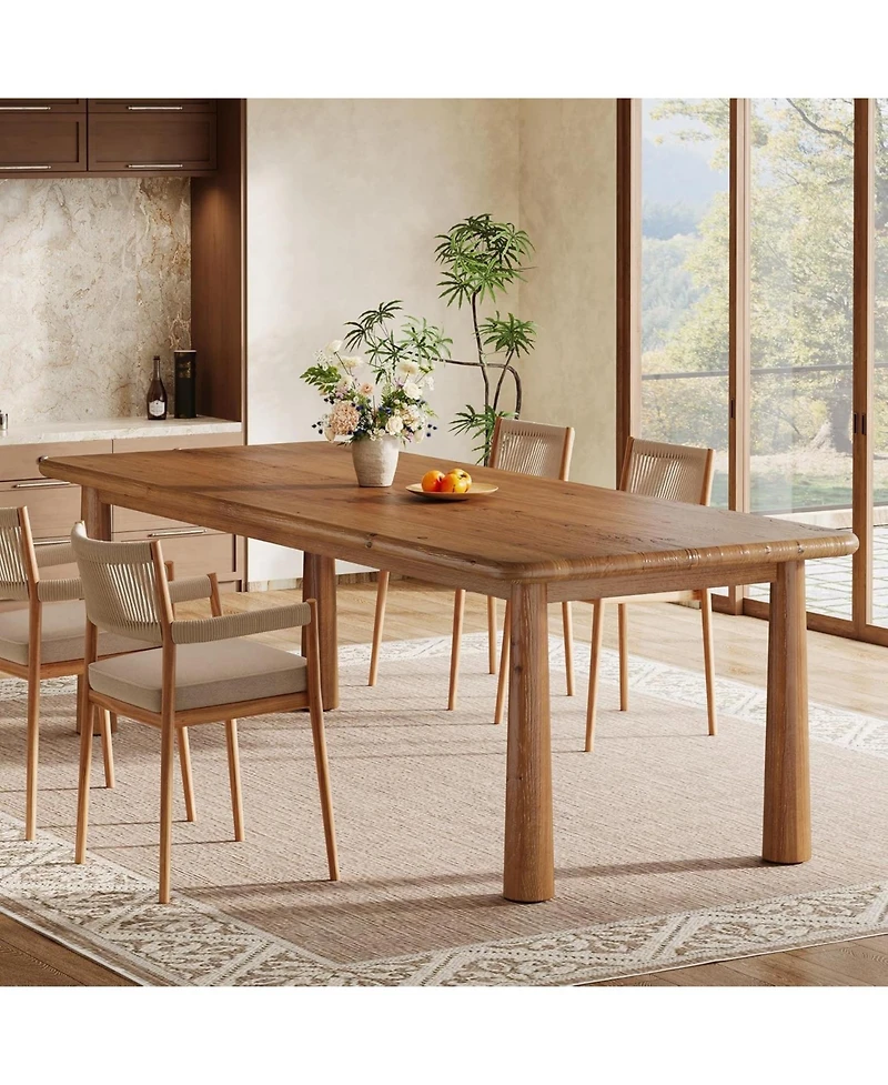 Tribesigns 63'' Solid Wood Dining Table for 4 to 6, Farmhouse Kitchen Table, Rectangular Wood Dinner Table