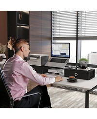 Gnuadz Monitor Stand Riser Steel Frame Dual Drawers Desktop Organizer