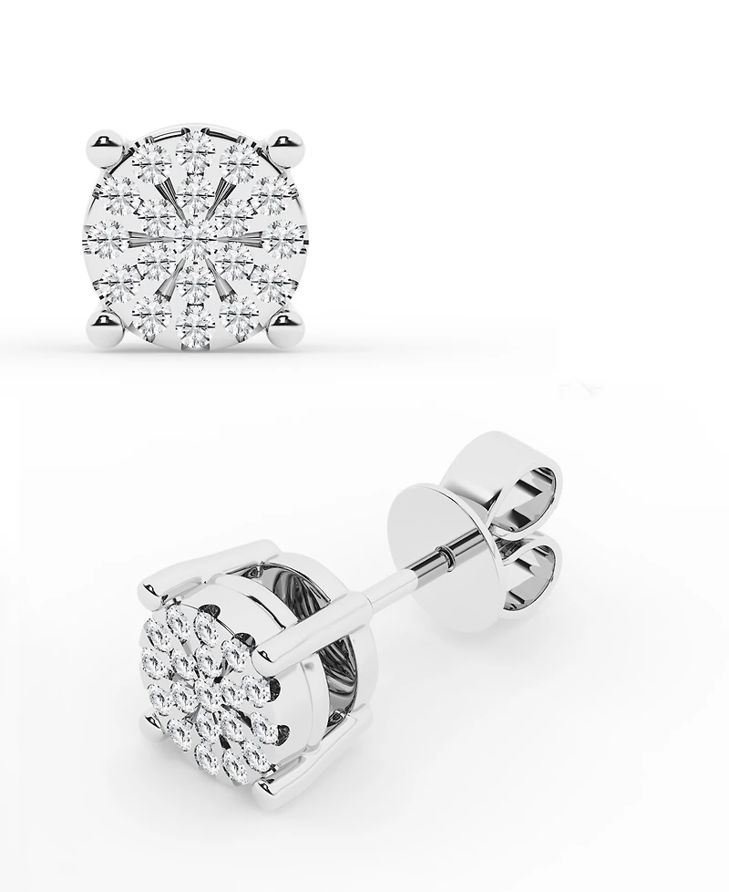 Diamond Cluster Stud Earrings in Sterling Silver (1/4 ct. t.w.)