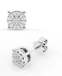 Diamond Cluster Stud Earrings in Sterling Silver (1/4 ct. t.w.)