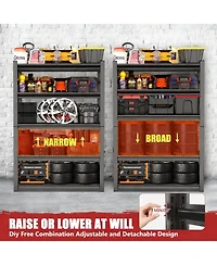 Yigii Heavy Duty 5-Tier Metal Garage Shelving, 3800lb Capacity, Tool-Free Assembly