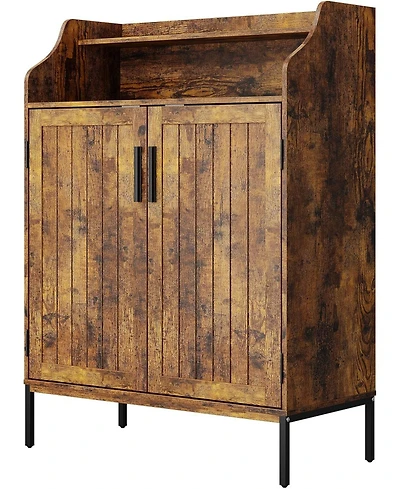 Homfan Modern Shoe Storage Cabinet with Doors, 4 Tier Organizer Adjustable Shelves