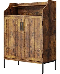 Homfan Modern Shoe Storage Cabinet with Doors, 4 Tier Organizer Adjustable Shelves