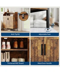 Homfan Modern Shoe Storage Cabinet with Doors, 4 Tier Organizer Adjustable Shelves