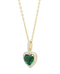 Macy's 2-Pc. Created Emerald (3-9/10 ct. t.w.) and Created White Sapphire (5/8 ct. t.w.) Earrings and Necklace Set in 14k Yellow Gold-Plated Sterling