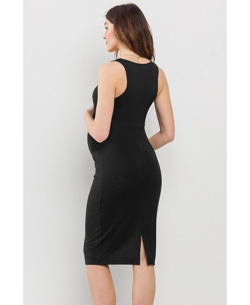 Hello Miz Maternity Bodycon Scoop Neck Sleeveless Knee Length Dress