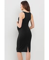 Hello Miz Maternity Bodycon Scoop Neck Sleeveless Knee Length Dress