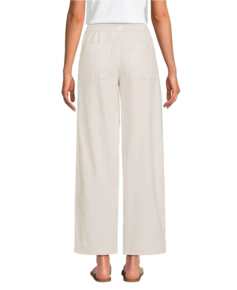 Lands' End Petite Herringbone Chino High Rise Relaxed Straight Drawstring Ankle Pants