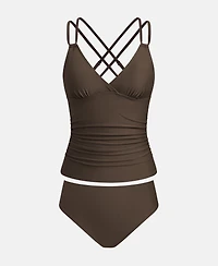 Cupshe Women's Plunge Cross Back Tankini Set