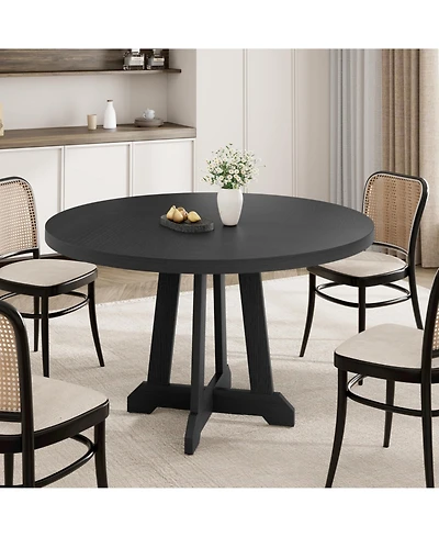 gaomon 4-6 Person 47" Round Farmhouse Wooden Dining Table