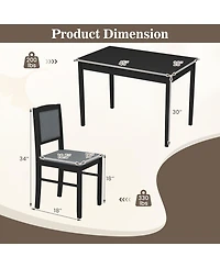 Gouun 5-Piece Dining Set with Rubber Wood Legs and 4 Pvc Leather Chairs