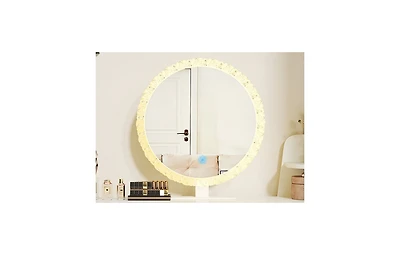 Busdays Crystal Edge Led Makeup Mirror 3 Color Dimmable Lighting Touch Control Vanity Mirror