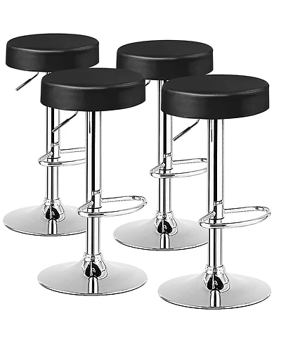 Costway Set of 4 Round Bar Stool Adjustable Swivel Pub Chair w/ Footrest
