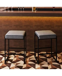 Costway Bar Stools with Faux Leather Upholstered Seat, Metal Legs, Footrests