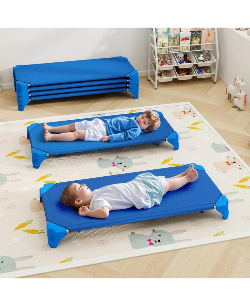 Gouun 52 Inch Kids Stackable Daycare Cots 6 Pack Portable Nap Beds