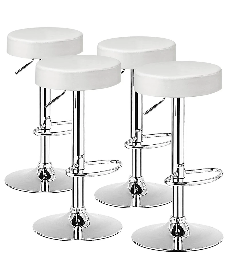 Costway Set of 4 Round Bar Stool Adjustable Swivel Pub Chair w/ Footrest